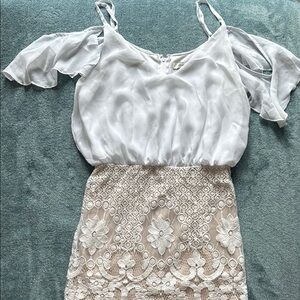 White and Cream Lace Dress